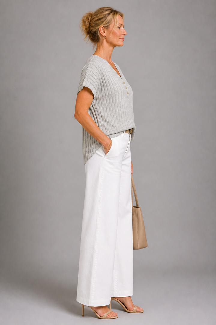 Joan Ribbed V-Neck Knit Top