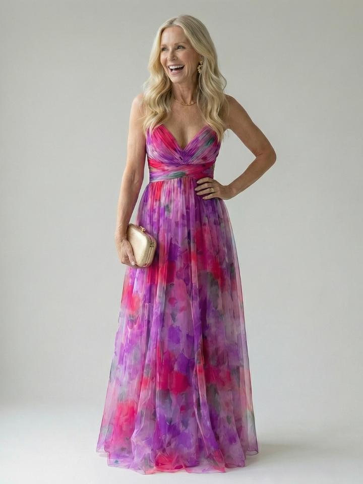 Pamela Watercolour Wrap Maxi Dress