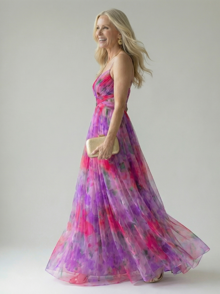 Pamela Watercolour Wrap Maxi Dress