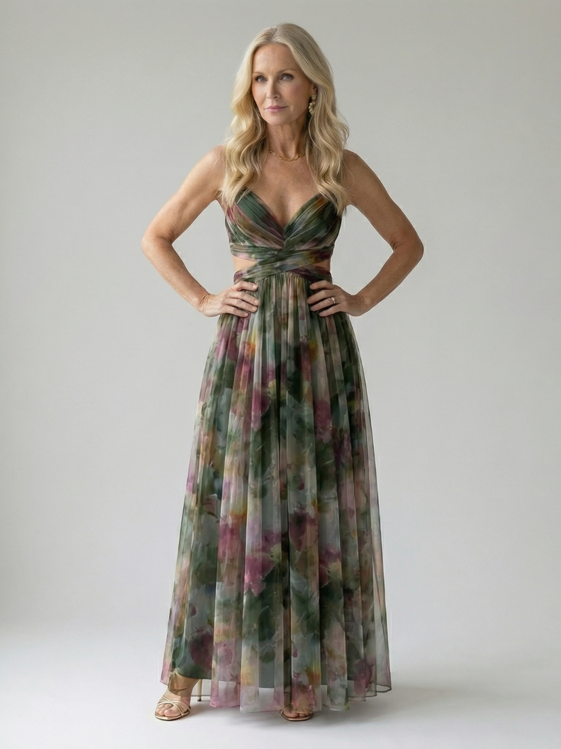 Pamela Watercolour Wrap Maxi Dress