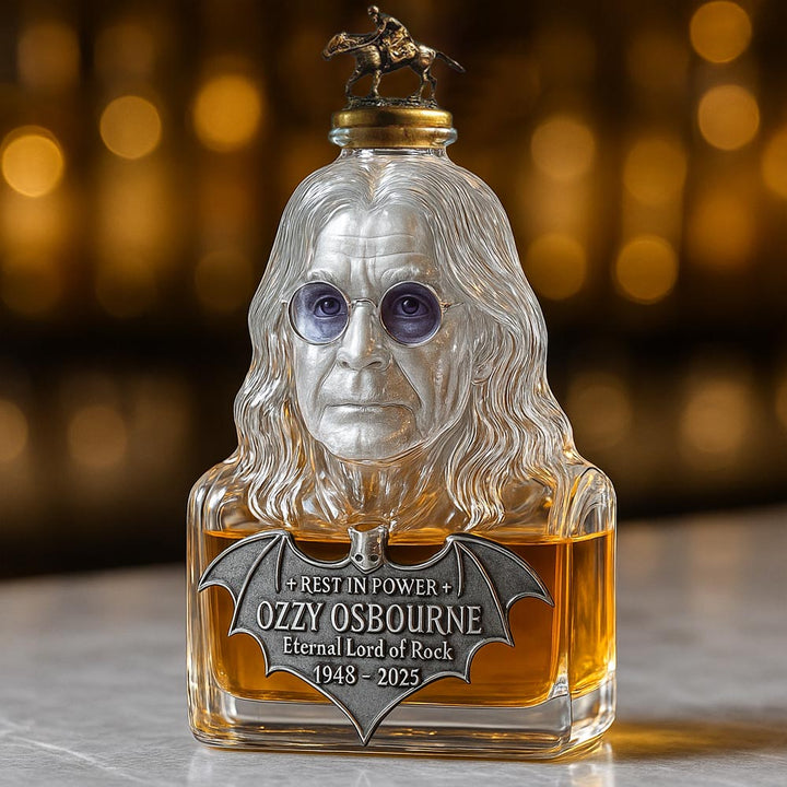 Immortalised in glass — a bottle of whisky in honour of Ozzy Osbourne
