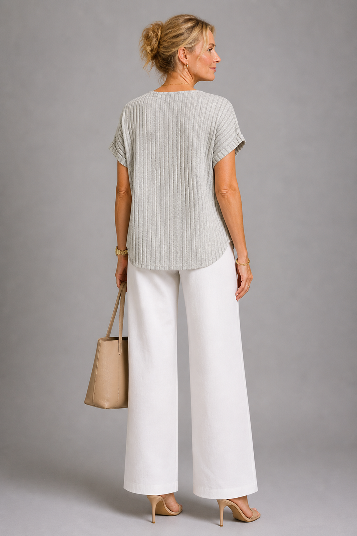 Joan Ribbed V-Neck Knit Top