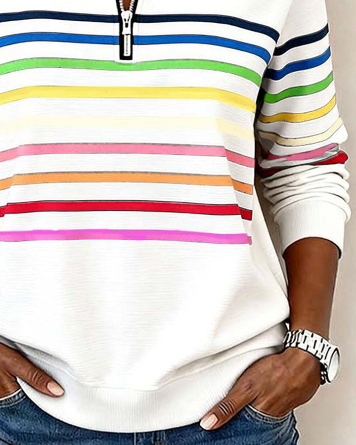 Ríona Rainbow Stripe Half-Zip Jumper
