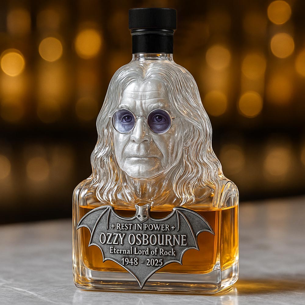 Immortalised in glass — a bottle of whisky in honour of Ozzy Osbourne