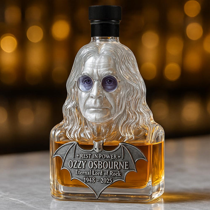 Immortalised in glass — a bottle of whisky in honour of Ozzy Osbourne