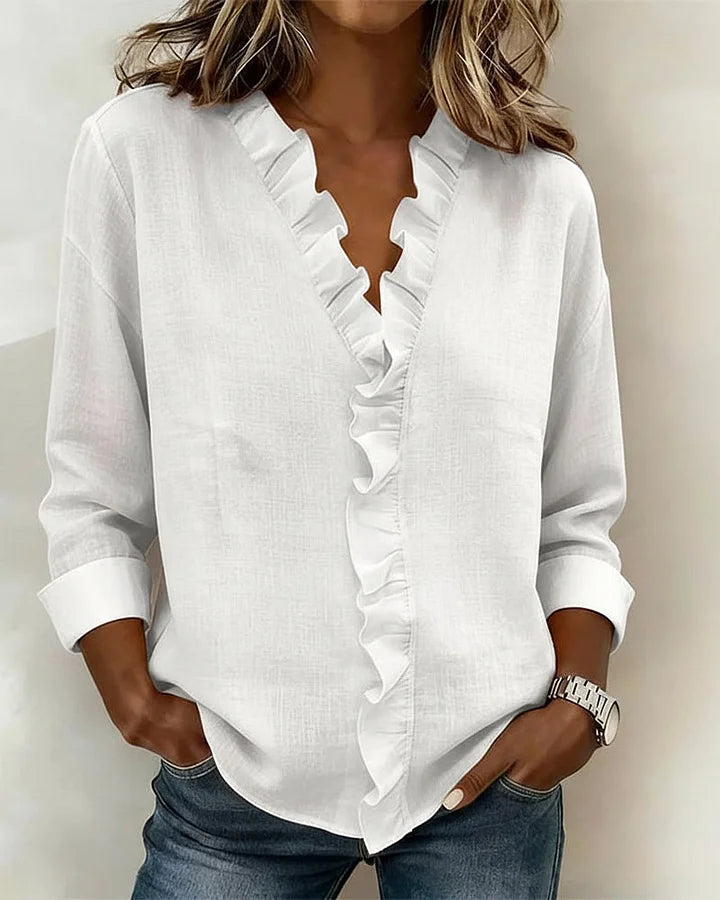 Una Ruffle Neck Blouse
