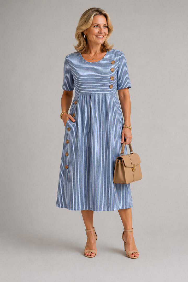 Caroline Striped Midi Dress