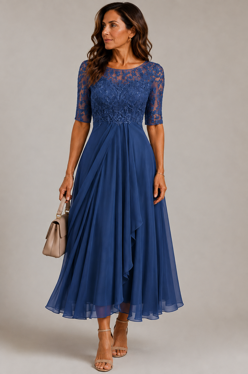 Elizabeth Lace Detail Midi Dress