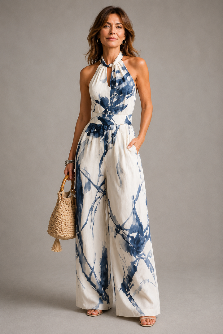 Caoimhe Abstract Halter Jumpsuit