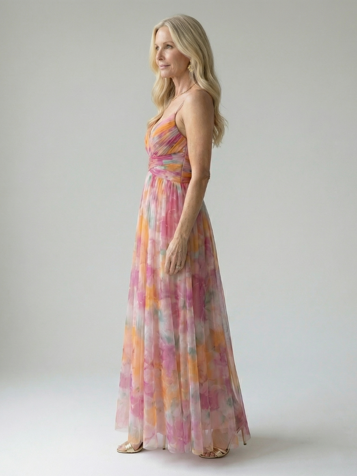 Pamela Watercolour Wrap Maxi Dress