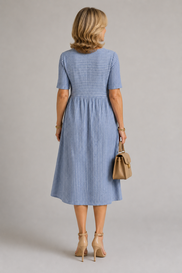Caroline Striped Midi Dress