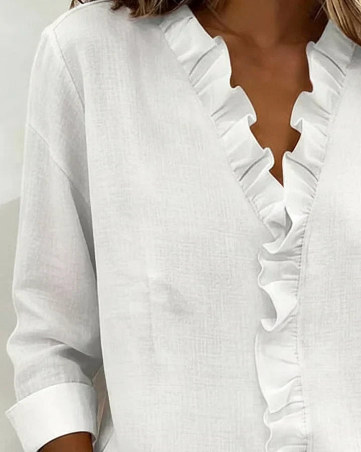 Una Ruffle Neck Blouse