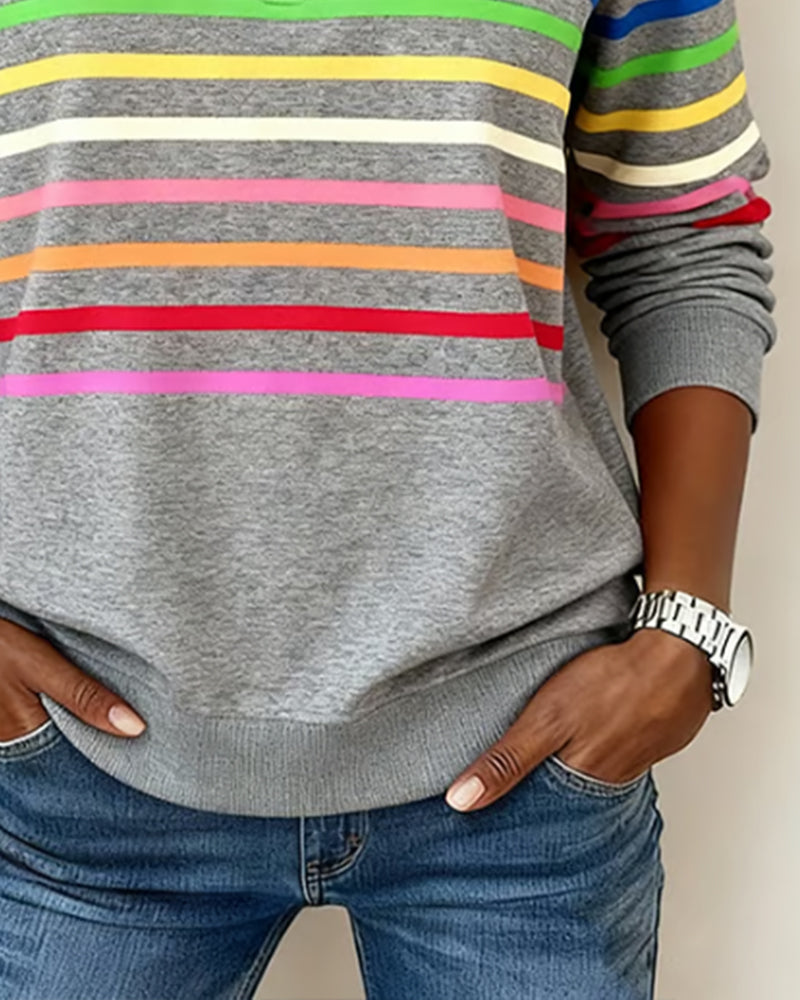 Ríona Rainbow Stripe Half-Zip Jumper