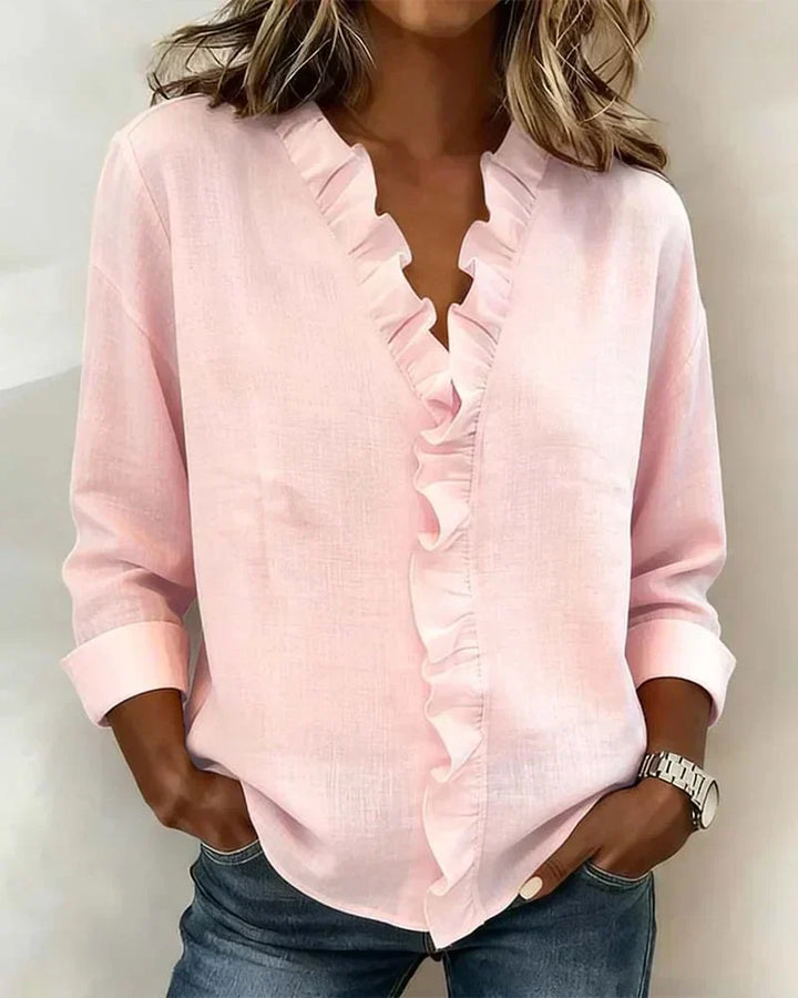Una Ruffle Neck Blouse