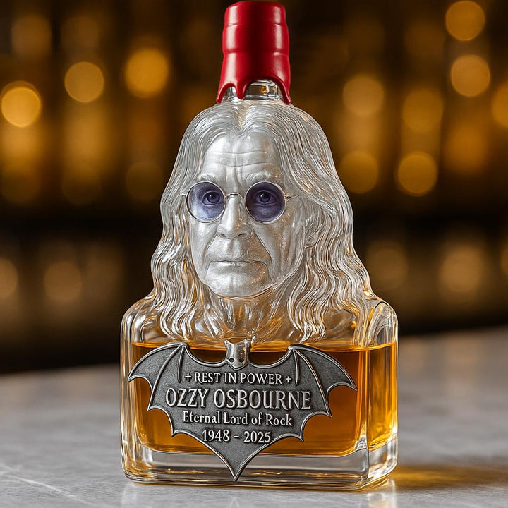 Immortalised in glass — a bottle of whisky in honour of Ozzy Osbourne