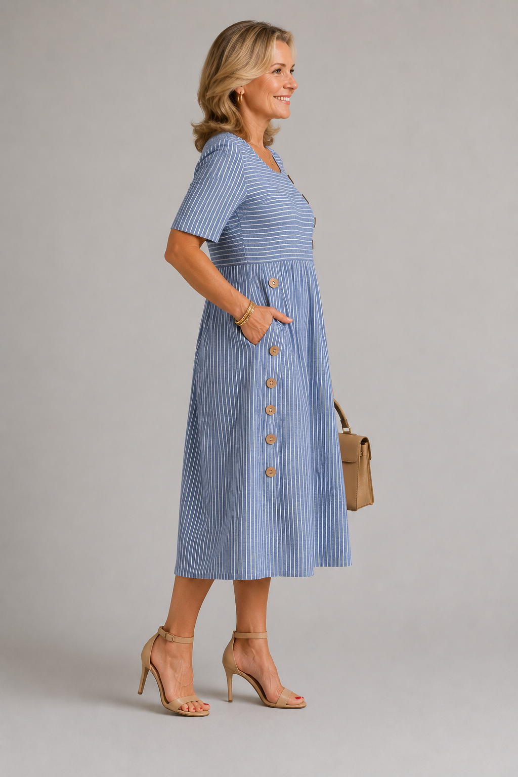 Caroline Striped Midi Dress