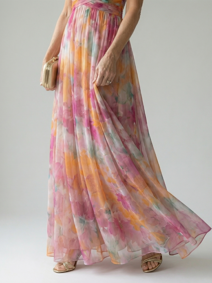 Pamela Watercolour Wrap Maxi Dress
