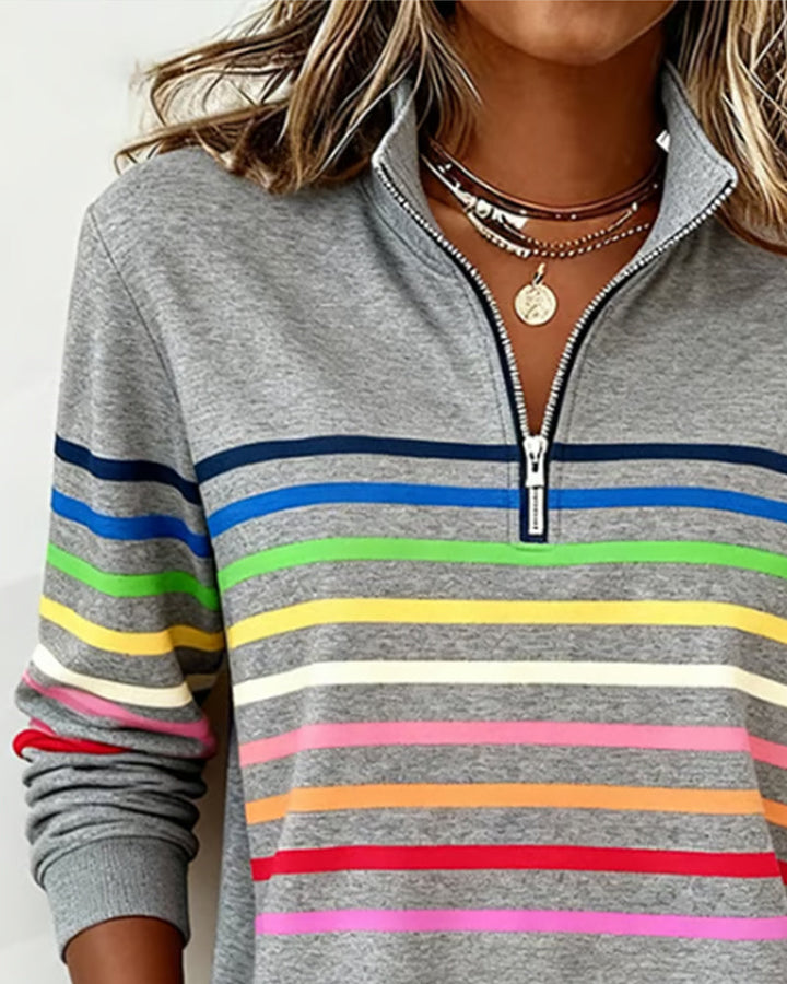 Ríona Rainbow Stripe Half-Zip Jumper