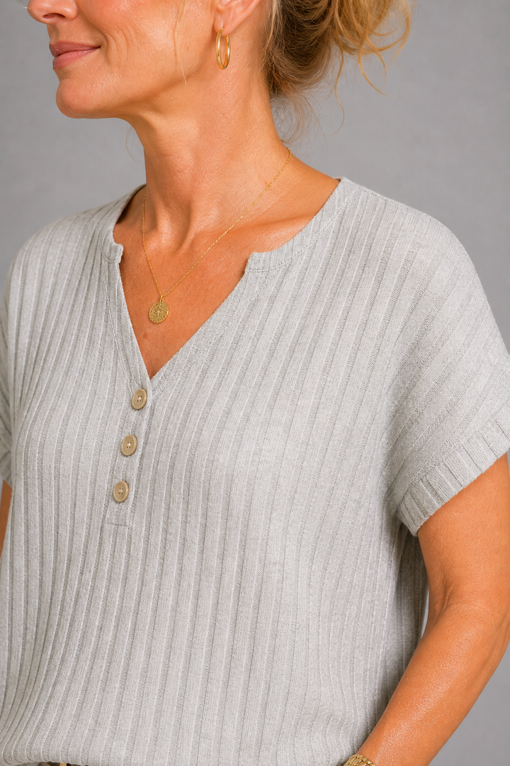 Joan Ribbed V-Neck Knit Top