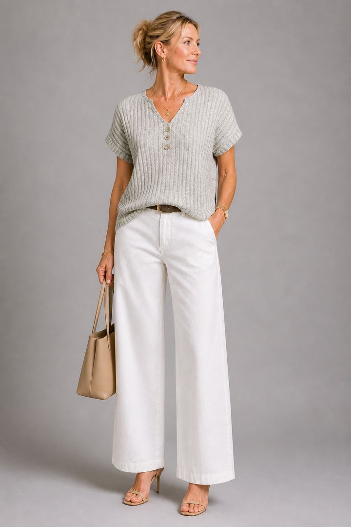Joan Ribbed V-Neck Knit Top