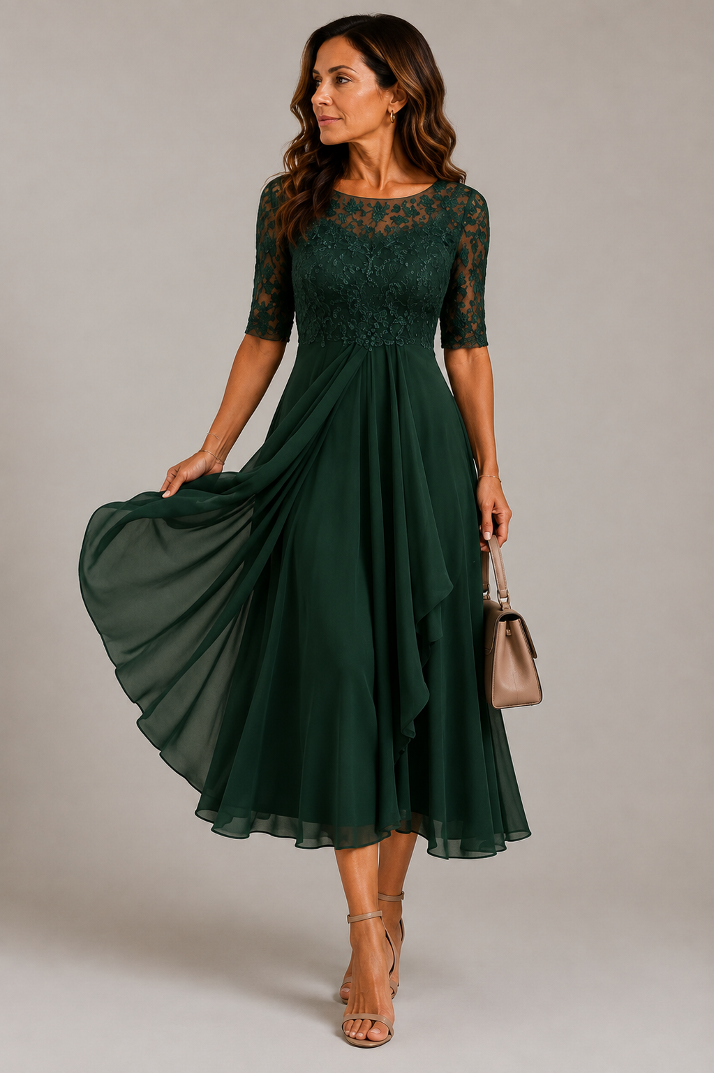 Elizabeth Lace Detail Midi Dress