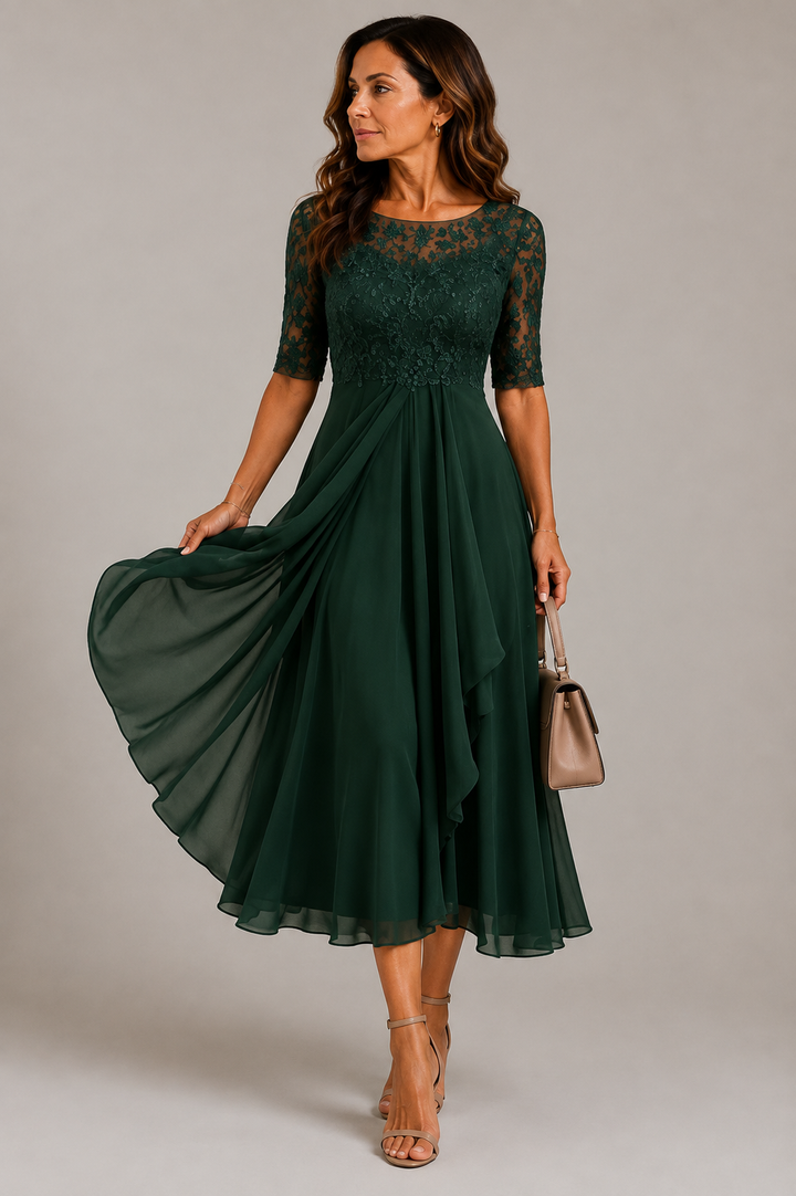 Elizabeth Lace Detail Midi Dress