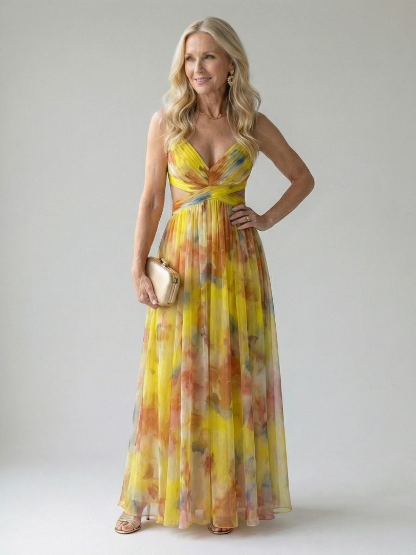 Pamela Watercolour Wrap Maxi Dress
