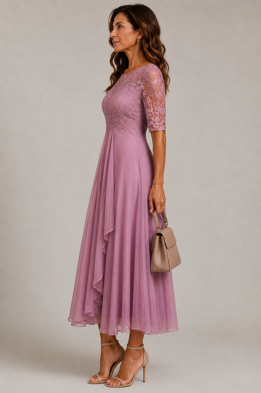Elizabeth Lace Detail Midi Dress