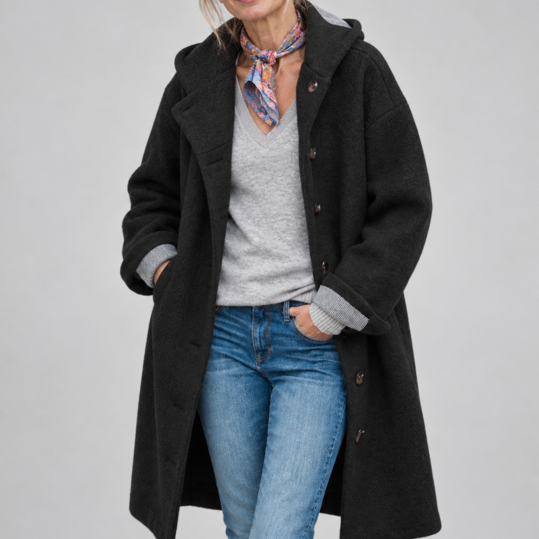 Claire Hooded Button Coat