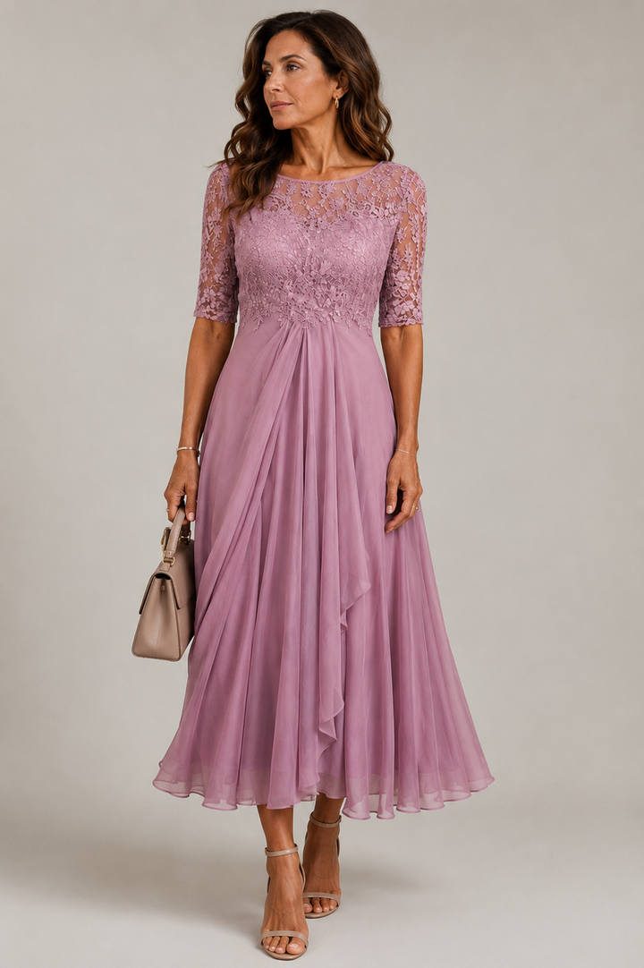 Elizabeth Lace Detail Midi Dress