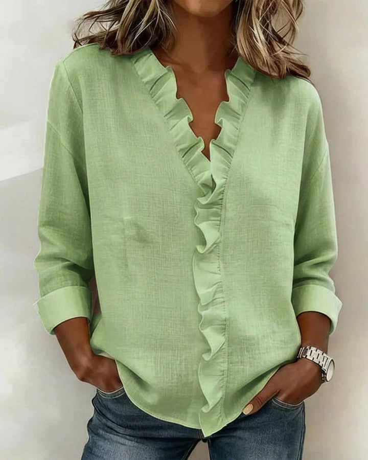 Una Ruffle Neck Blouse