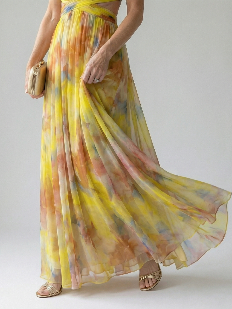 Pamela Watercolour Wrap Maxi Dress