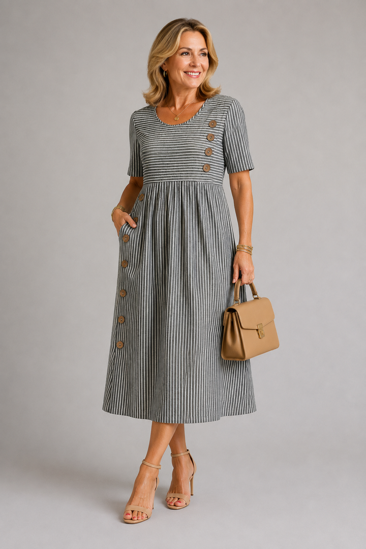 Caroline Striped Midi Dress