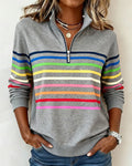 Ríona Rainbow Stripe Half-Zip Jumper