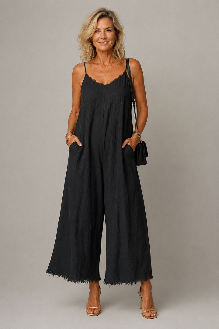 Úna Lace-Trim Wide-Leg Jumpsuit