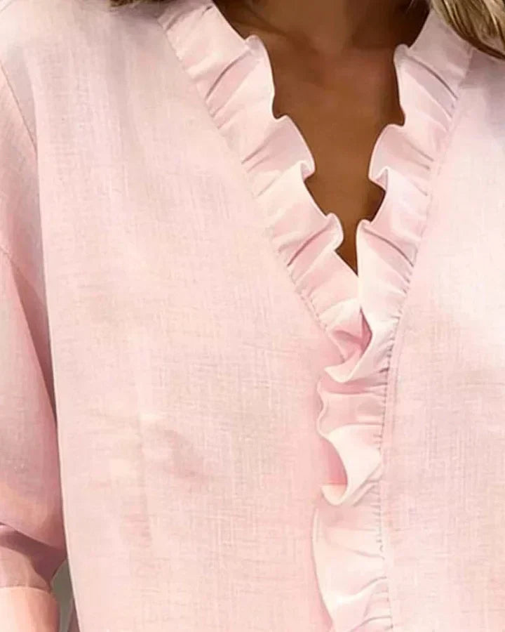 Una Ruffle Neck Blouse