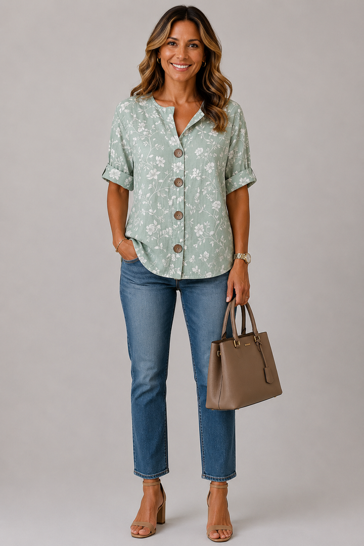 Siobhán Floral Button Blouse