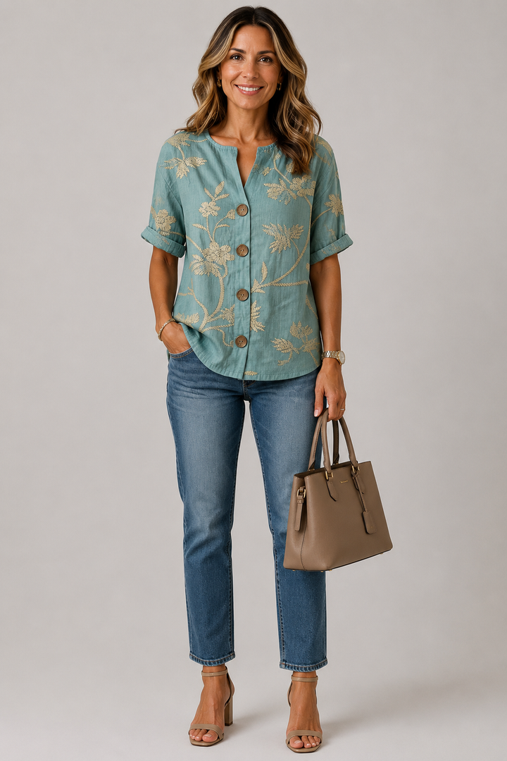 Siobhán Floral Button Blouse