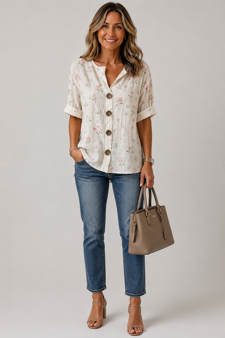 Siobhán Floral Button Blouse