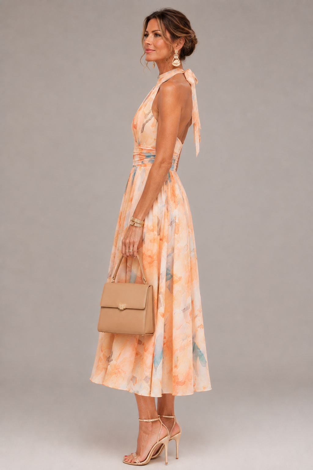 Karen Watercolour Halter Maxi Dress