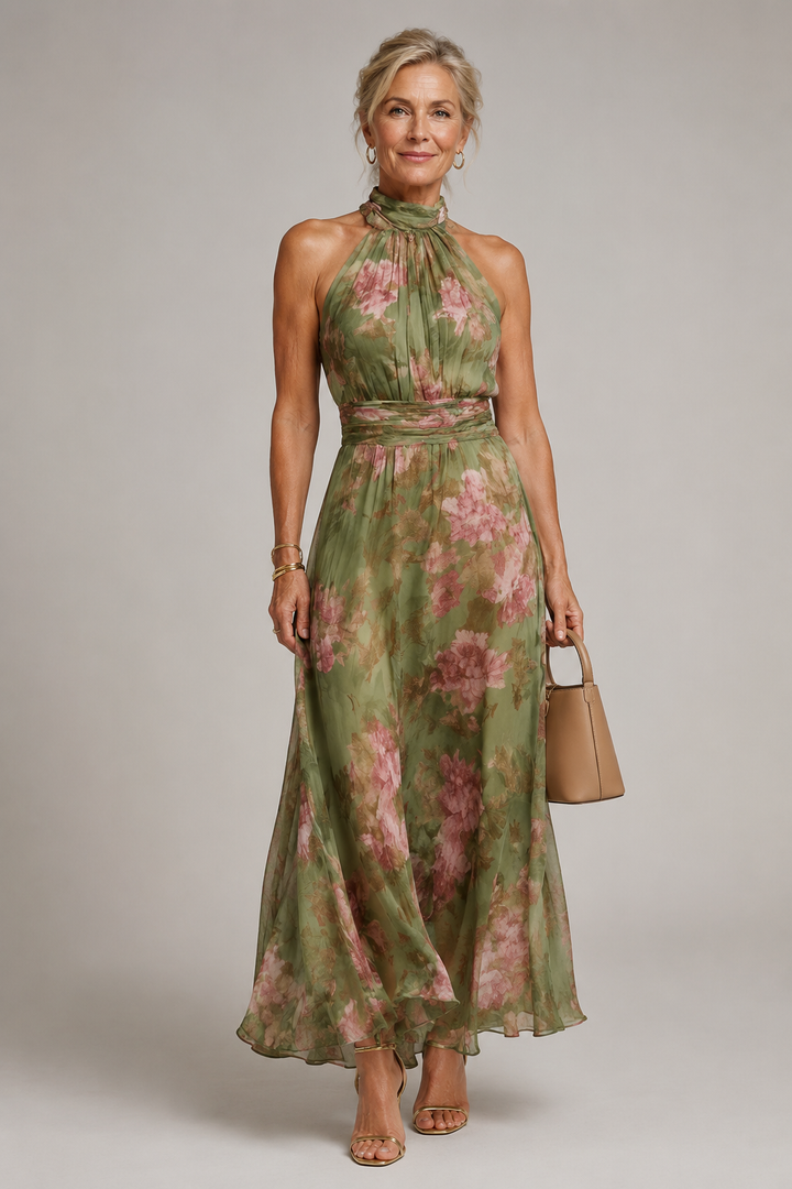 Lorraine Floral Halter Maxi Dress