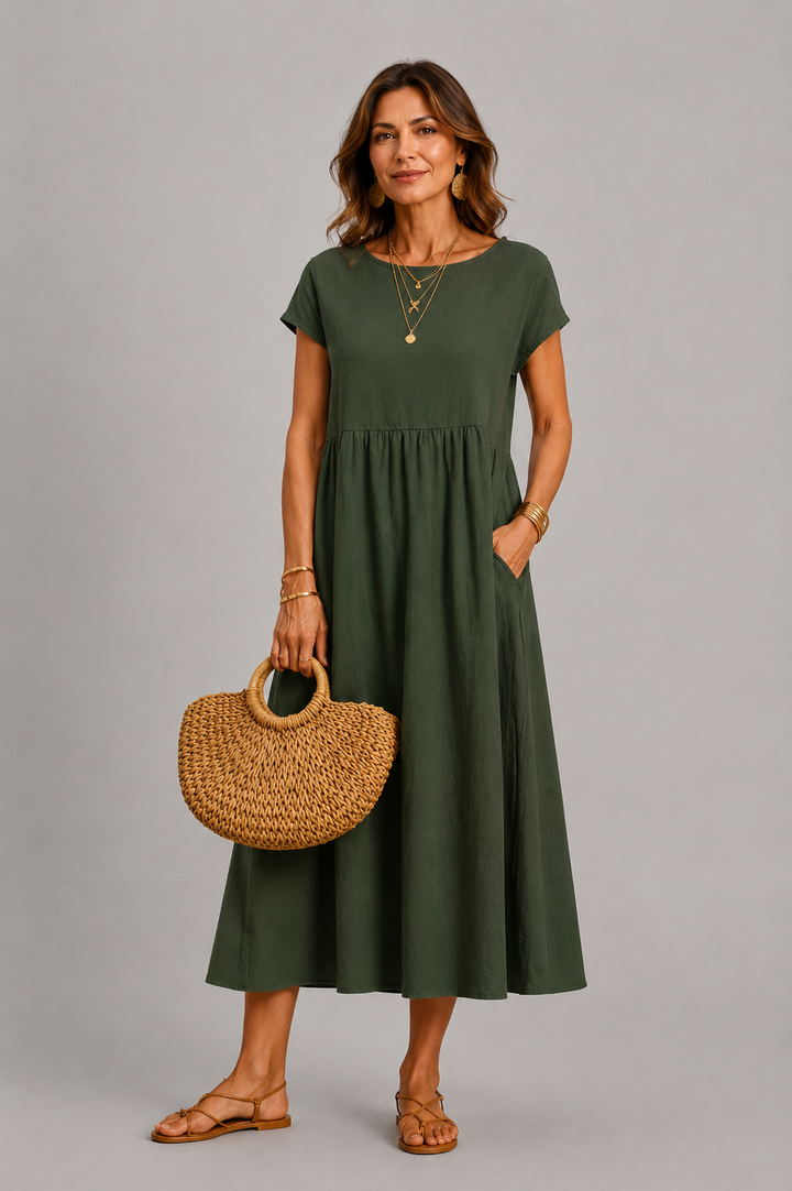 Margaret Gathered Midi Dress