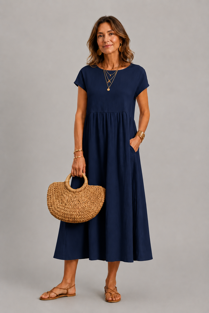 Margaret Gathered Midi Dress