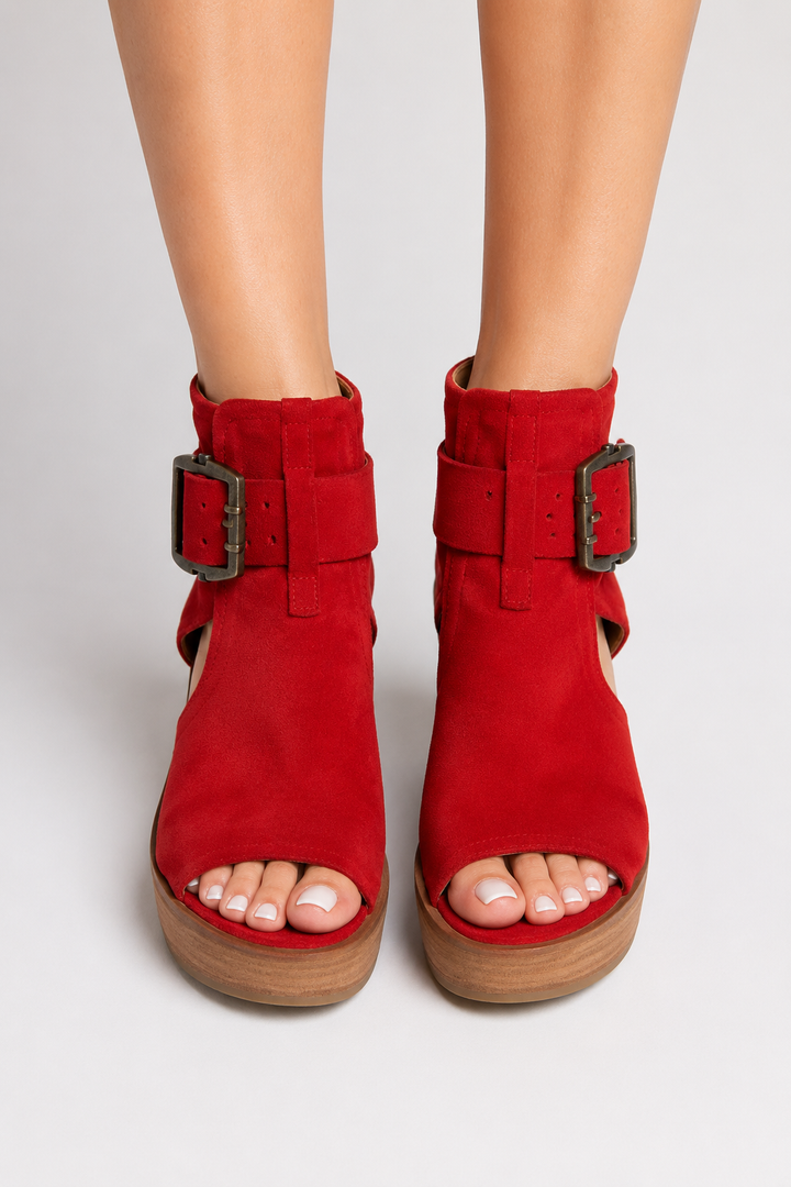 Frances Buckle Wedge Sandals