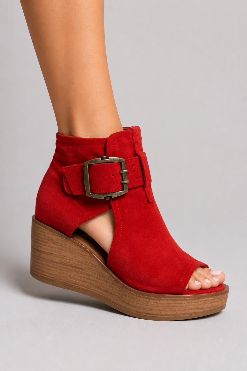 Frances Buckle Wedge Sandals