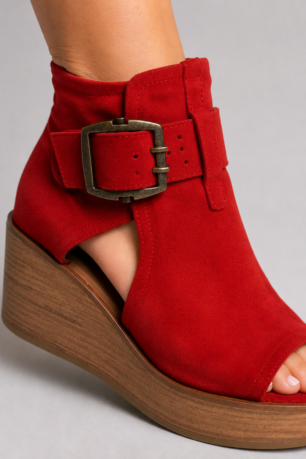 Frances Buckle Wedge Sandals