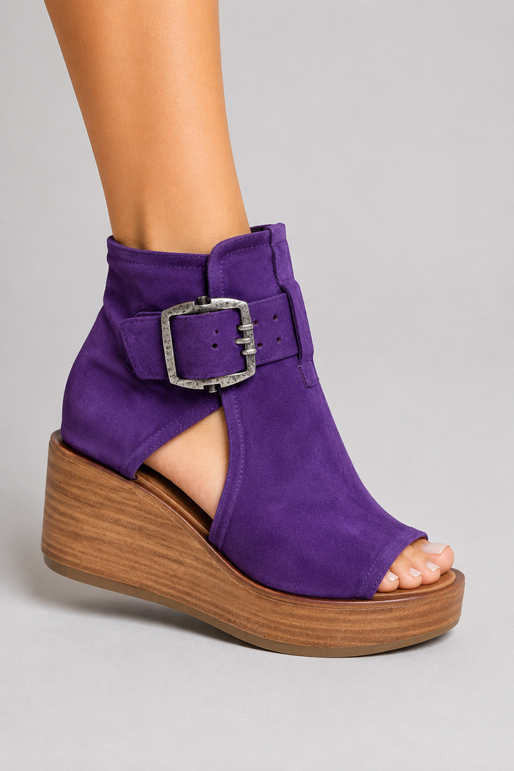 Frances Buckle Wedge Sandals
