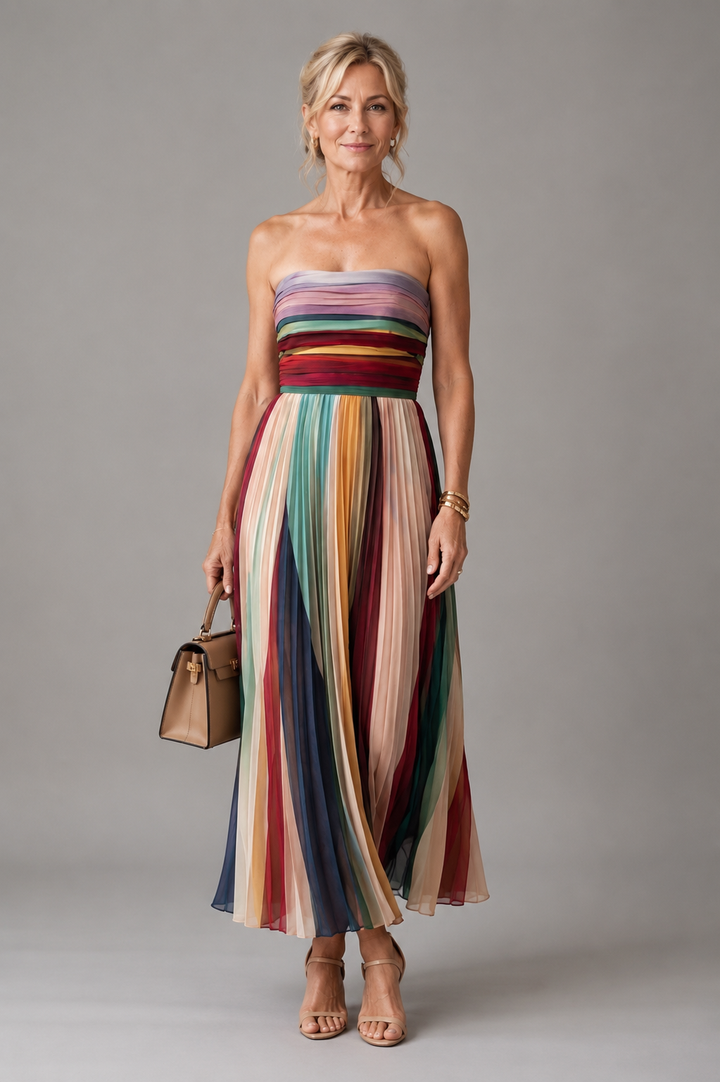 Julie Striped Bandeau Maxi Dress