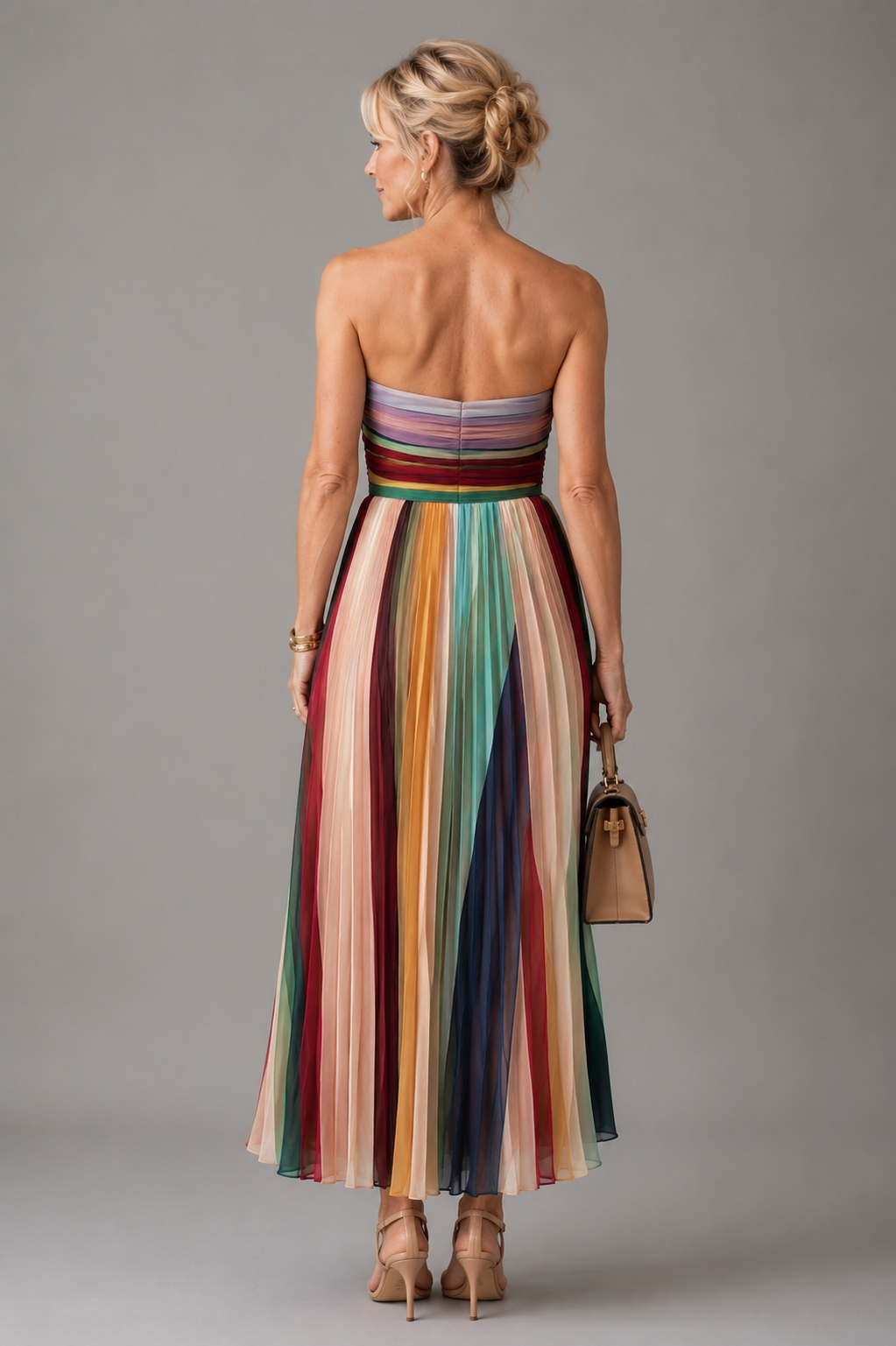 Julie Striped Bandeau Maxi Dress