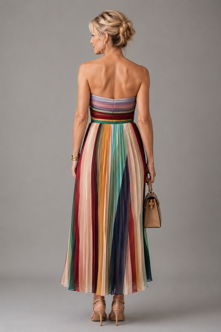 Julie Striped Bandeau Maxi Dress